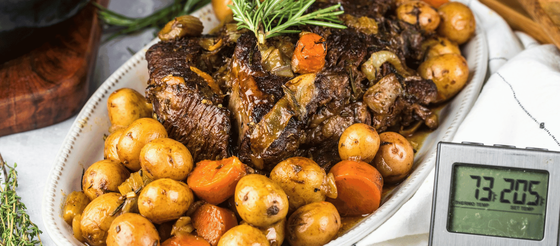 Slow cooker pot roast with potatoes and carrots.