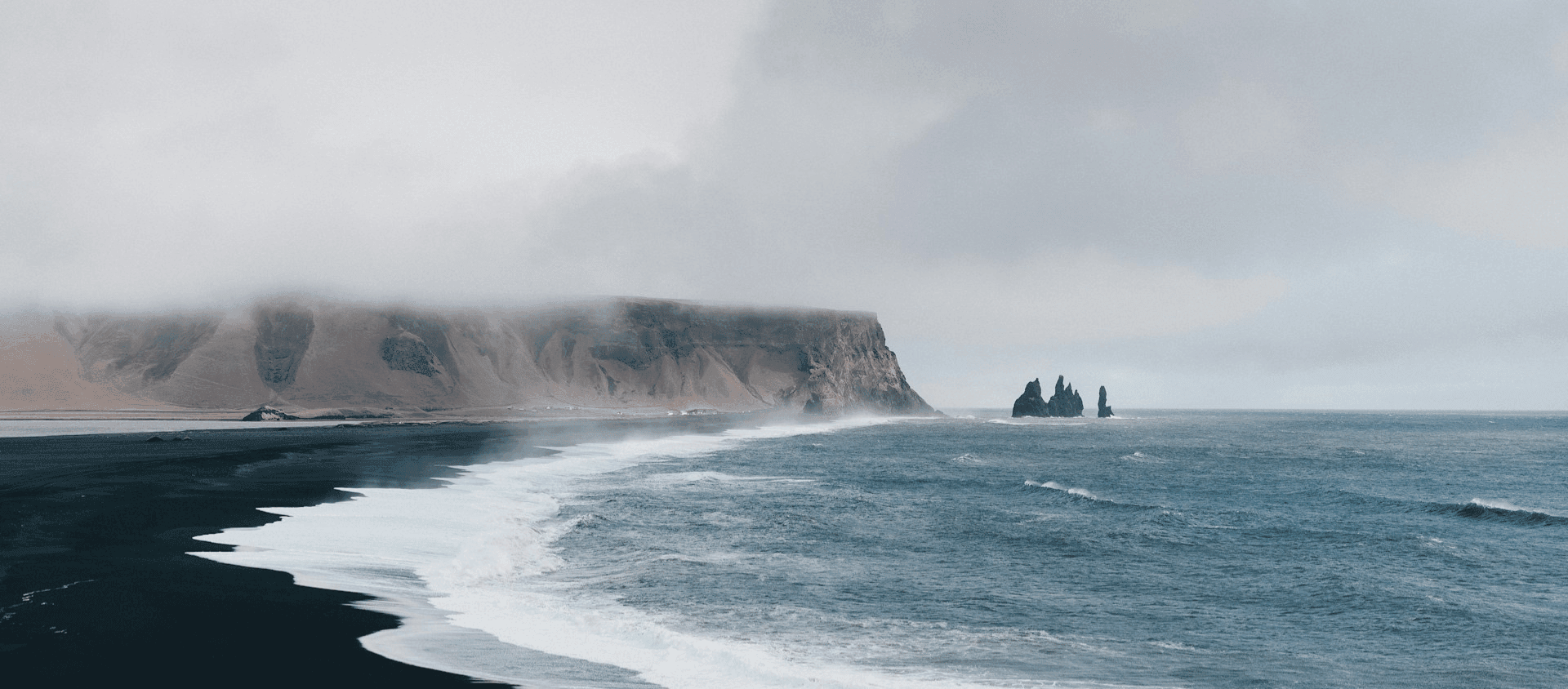 A black sand beach in Iceland.