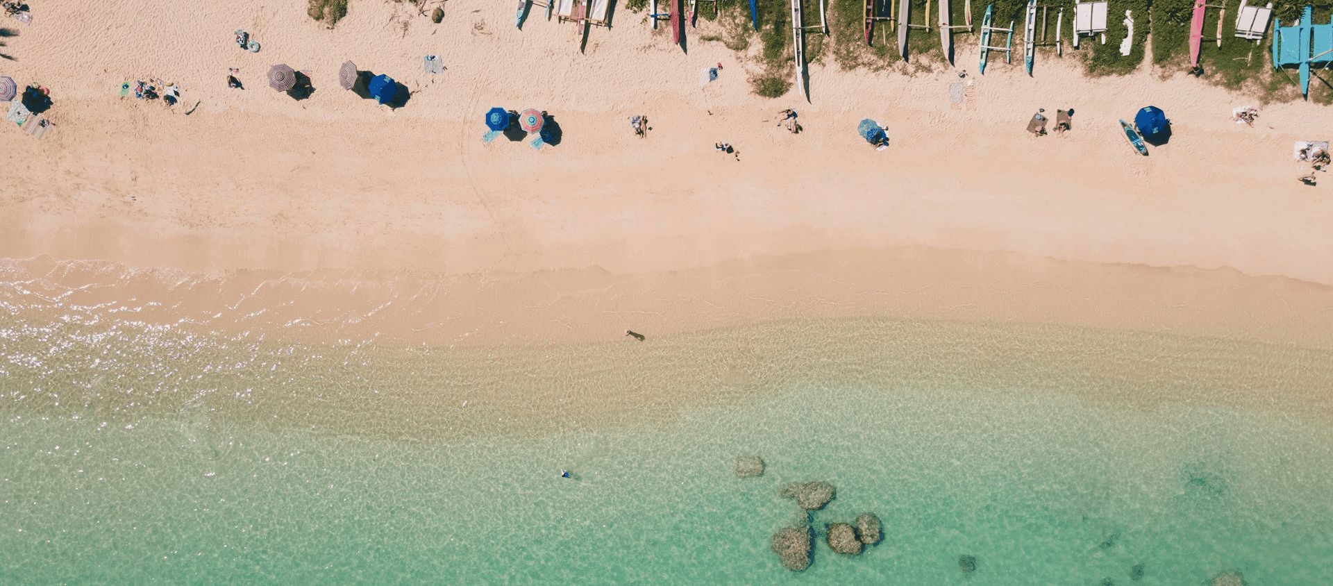 An aerial view of Kailua Beach in Hawaii