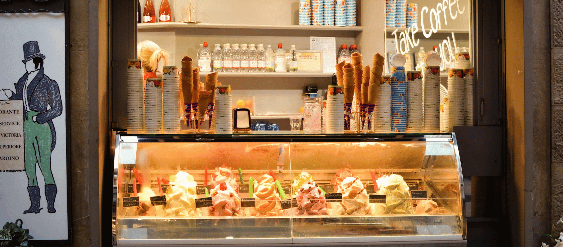 An ice cream shop in Florence, Italy