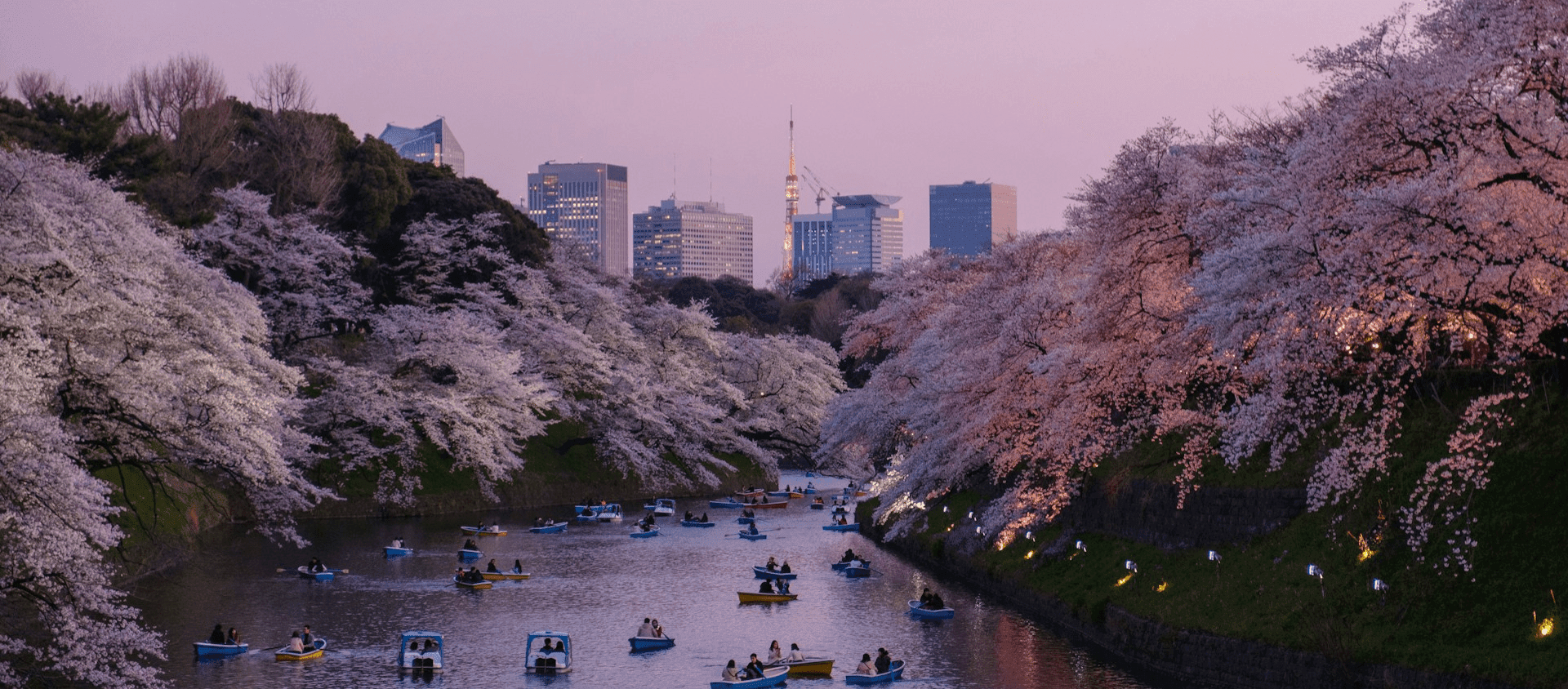 Lively river in Tokyo, Japan