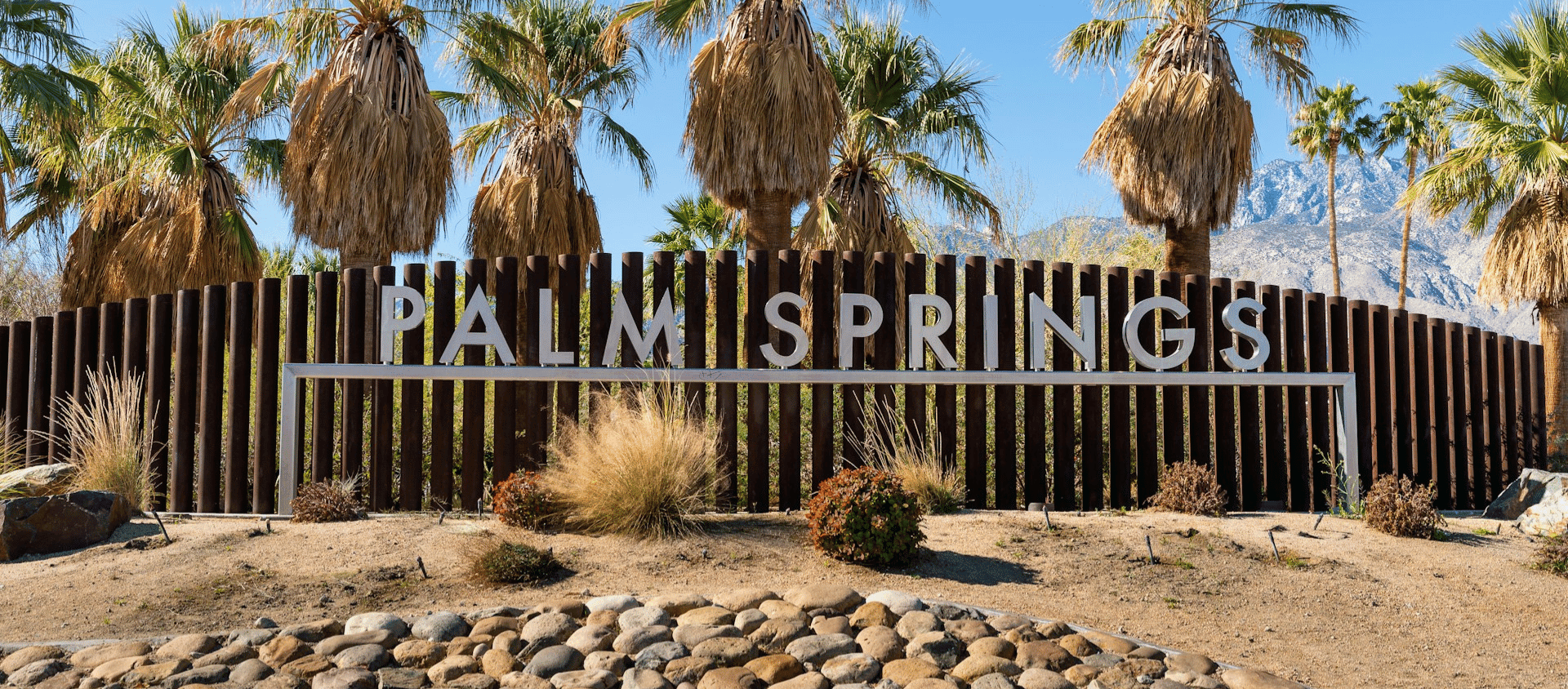 Palm Springs Sign on Gene Autry Trail in Palm Springs, CA.