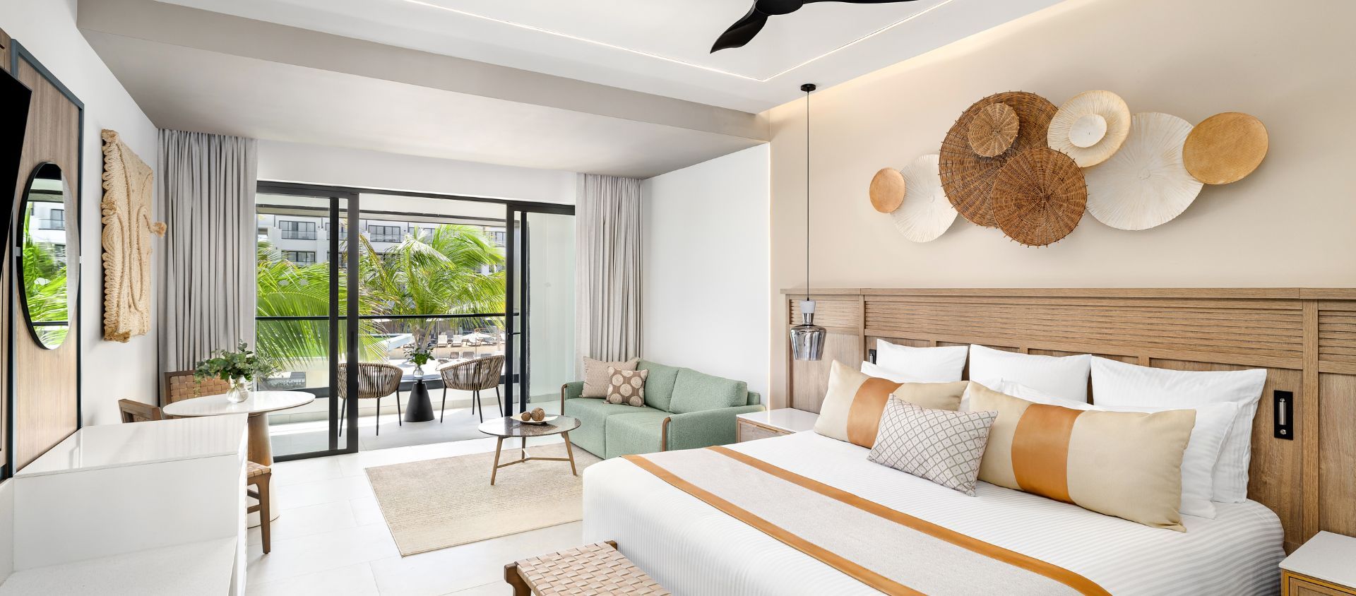 Modern garden view in a Junior Suite at Secrets Tides Punta Cana.