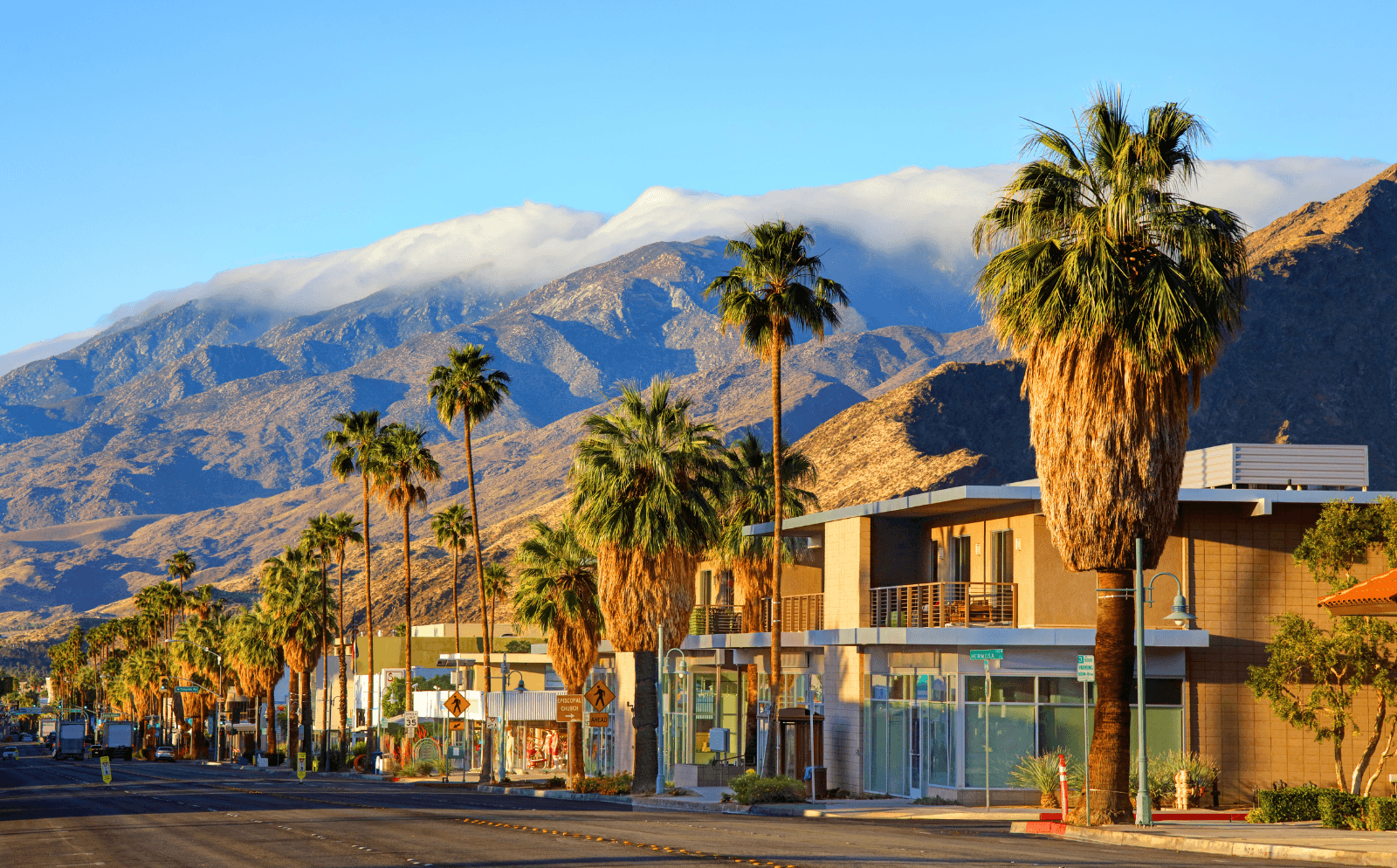 Mid-century homes and mountains in Palm Springs, a retro birthday getaway idea.