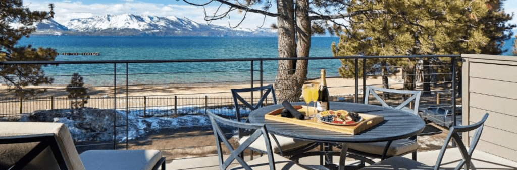The Landing resort with a view of the lake during the winter